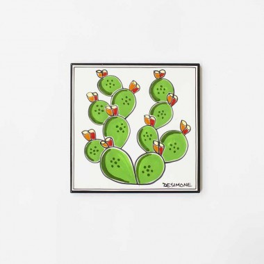 sicilian ceramic Wall Tile Pricly Pear desimone pottery Folk PI297FC sicilian ceramic Wall Tile Pricly Pear desimone pottery Folk PI297FC